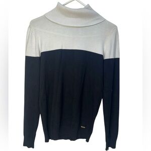 Calvin Klein Black and Cream Turtleneck Sweater